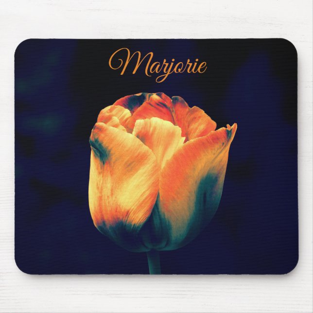Mousepad Tulipa laranja e verde *Personalizar* (Frente)