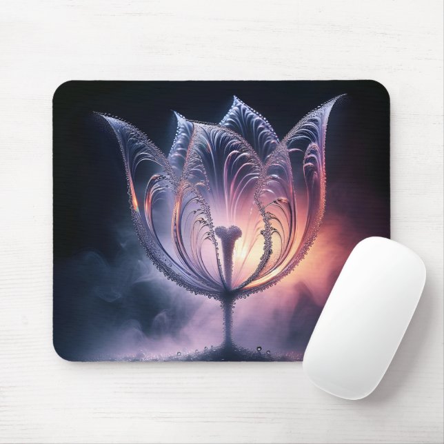 Mousepad Tulipa Transparente Com Gotículas de Chuva (Com mouse)