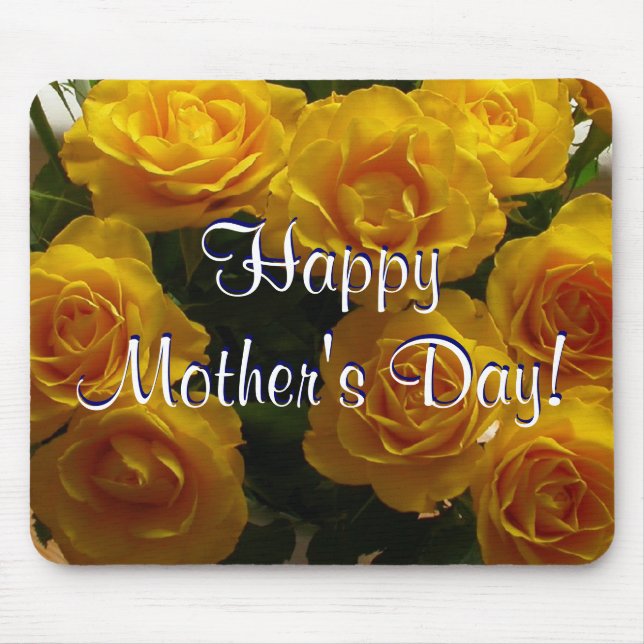 Mousepad Tulipas Azuis de Dia de as mães Feliz (Frente)
