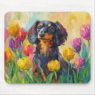 Mousepad Tulipas Coloridas Bonitas Dachshund