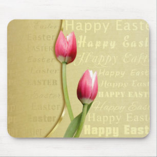 Mousepad Tulipas de páscoa Dourada Tipografia