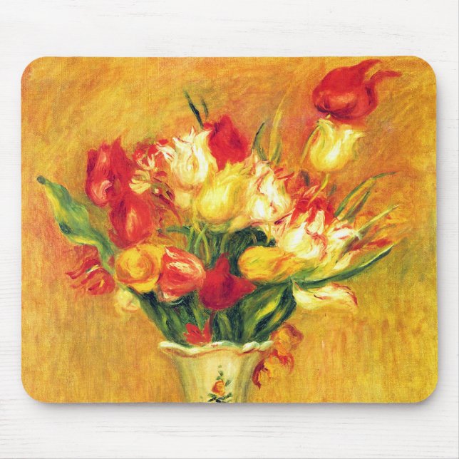 Mousepad Tulipas de Pierre Renoir, Impressionismo Vintage A (Frente)