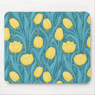 Mousepad Tulipas em azul e amarelo