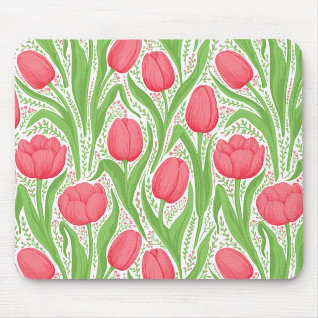 Mousepad Tulipas em vermelho e verde (Frente)
