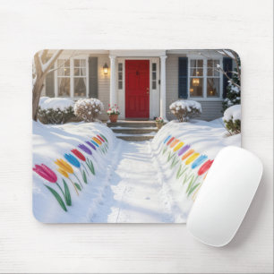 Mousepad Tulipas Pintadas Em Bancos De Neve