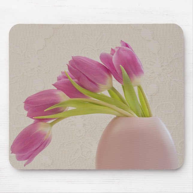 Mousepad Tulipas Rosa E rendas (Frente)