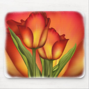 Mousepad Tulipas vermelhas e Dourados