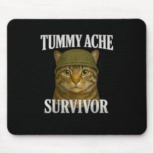 Mousepad Tummy Ache Sobrevivente Cat Meme Engraçado Giften