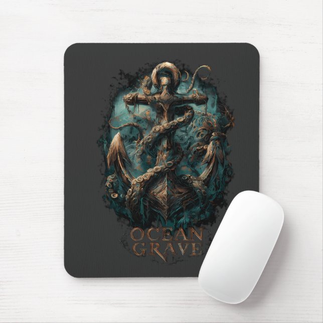 Mousepad Túmulo Oceânico Kraken Âncora Fantasia Sombria (Com mouse)