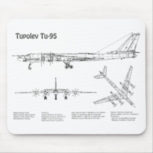 Mousepad Tupolev Tu-95 - Planos Blueprint do avião BD