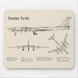 Mousepad Tupolev Tu-95 - Planos de Impressão de Avião SD