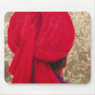 Mousepad Turbante vermelho na folha Dourado 2014