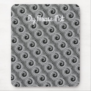 Mousepad turbilhão preto e branco moderno