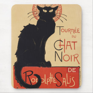Mousepad Turnê do Gato Preto Vintage Black Cat Art Nouveau