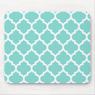 Mousepad Turquesa Aqua Whatrefoil marroquino Padrão Quatre