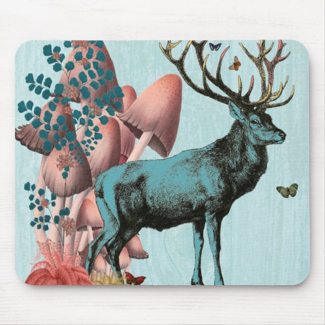 Mousepad Turquesa Deer na Floresta dos Cogumelos 2 (Frente)