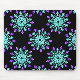 Mousepad Turquesa e flor de néon roxa