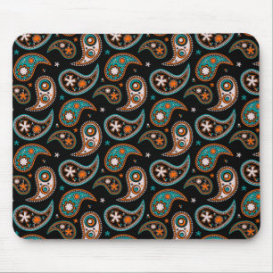 Mousepad Turquesa e laranja subtis de Paisley