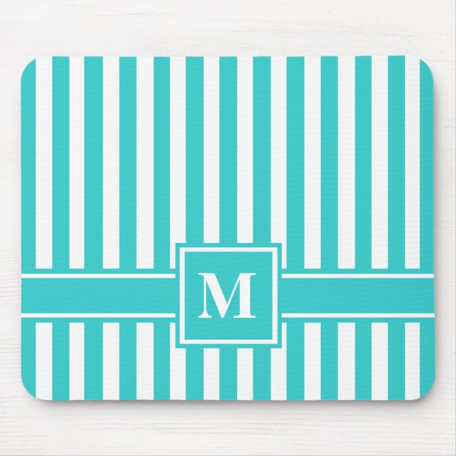 Mousepad Turquesa Moderna Greve com Monograma (Frente)