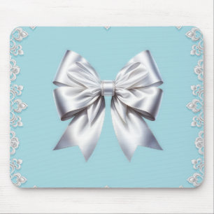 Mousepad Turquesa Ovo de Robin Azul Grande Laço Branco Noiv