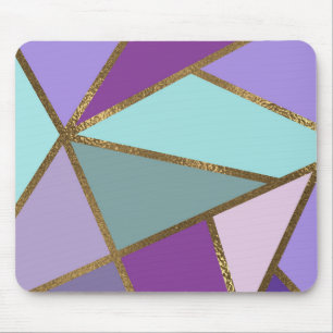 Mousepad Turquesa Rosa Púrpura e Dourada de Bronze