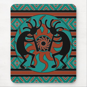 Mousepad Turquesa Sun tribal Kokopelli do sudoeste