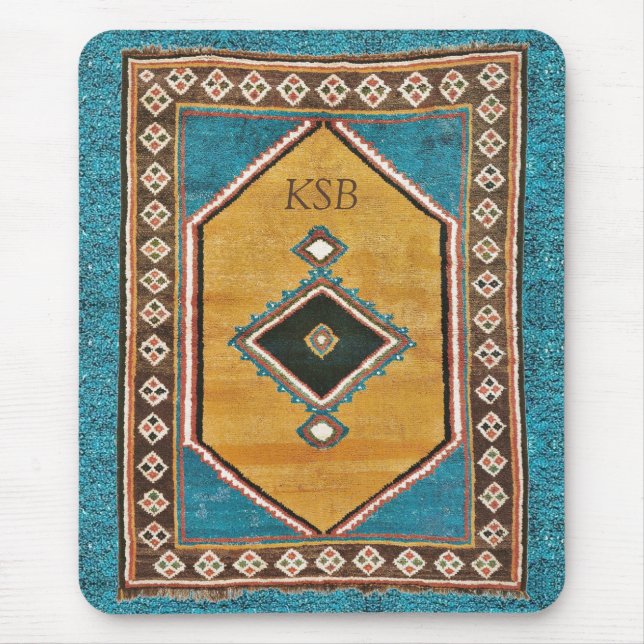 Mousepad Turquesa Tesouro Antiquado Pérsico Oriental Rug (Frente)