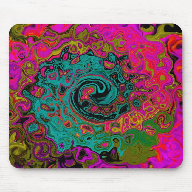 Mousepad Turquesa Trippy Abstrato Retro Líquido Redemoinho (Frente)