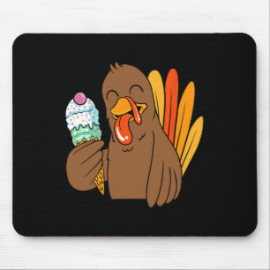 Mousepad Turquia Comendo Sorvete Dia de Ação de Graças Fala