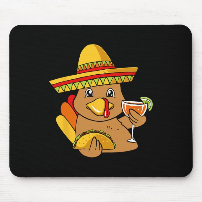 Mousepad Turquia Comendo Taco Dia de Ação de Graças Comida  (Frente)