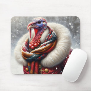 Mousepad Turquia Vestindo um Casaco de inverno vermelho