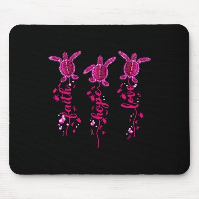 Mousepad Turtle Faith Hope ama Fita Rosa Cancer A (Frente)