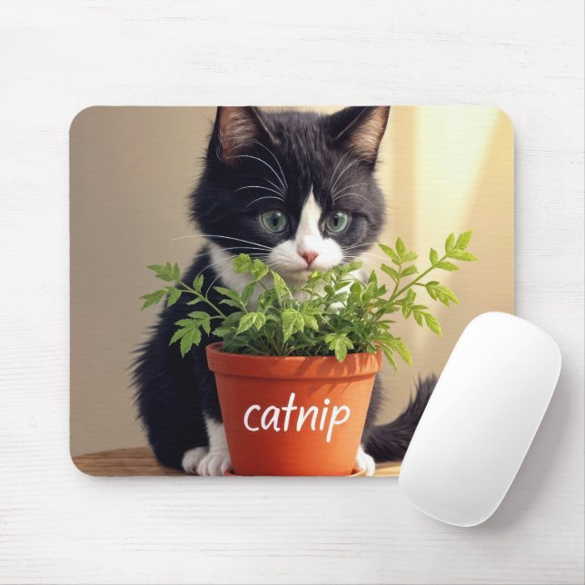 Mousepad Tuxedo Cat Com Planta De Nação (Com mouse)