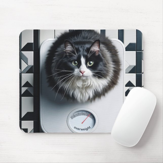 Mousepad Tuxedo Cat em excesso de peso em escala (Com mouse)