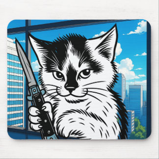 Mousepad Tuxedo Cat Switchblade por Phil Elmore