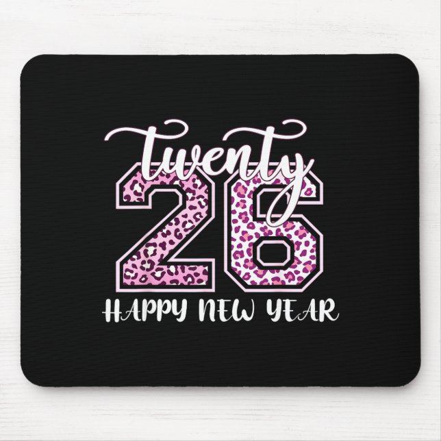 Mousepad Twenty 26 2026 Happy New Year Leopard Pattern Wome (Frente)