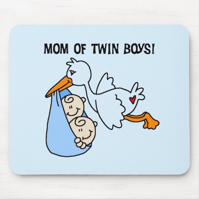 Mousepad Twin Boys, Camisetas e presentes da mamãe-Stork (Frente)