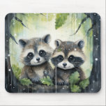 Mousepad Two Baby Raccoons in the Rain<br><div class="desc">Two Baby Raccoons in the Rain</div>