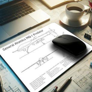 Mousepad UAV de Predador MQ-1 - BD de Bluetooth de Avião