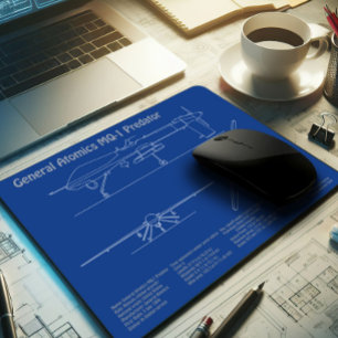 Mousepad UAV do Predador MQ-1 - AD Bluetoprint do avião