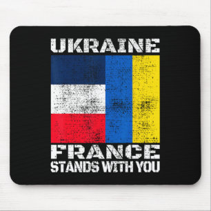 Mousepad Ucrânia França Fica Ao Seu Lado Bandeira de Apoio 
