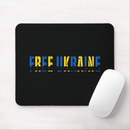 Mousepad Ucrânia Livre em Fundo Preto