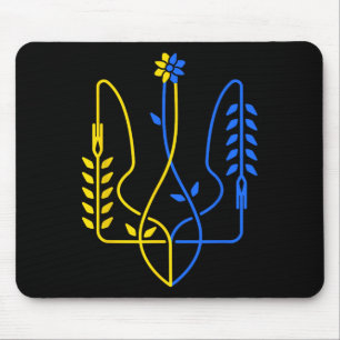 Mousepad Ucrânia Tridente Dourado Símbolo Bandeira Ucranian