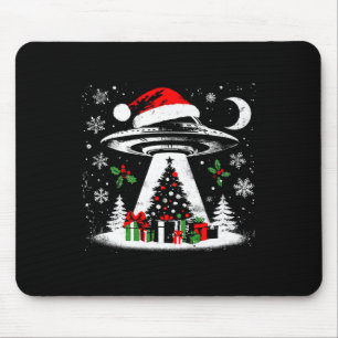 Mousepad Ufo Abdução Da Árvore De Natal - Alienígena Engraç