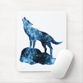 Mousepad Uivando a silhueta de fumaça azul-cintilante do Wo