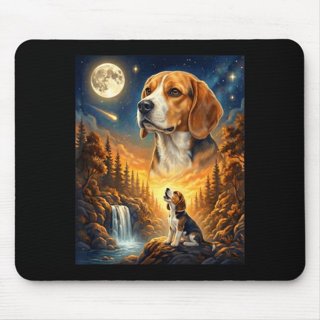 Mousepad Uivando para a lua meme animal cachorro beagle (Frente)