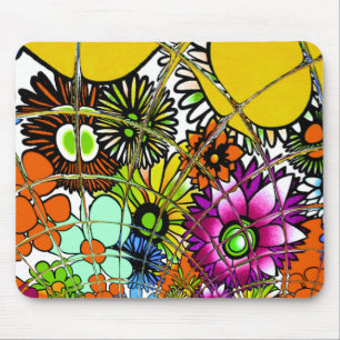 Mousepad Última Arte de Design de Padrão Floral Colorida In
