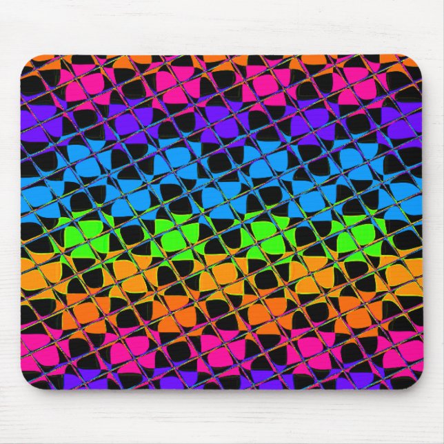 Mousepad Últimas cores de arco-íris modernas xadrez (Frente)