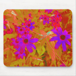 Mousepad Ultra-violeta, magenta e flores silvestres vermelh