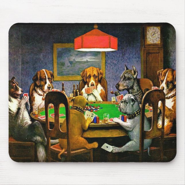 Mousepad Um Amigo em Apuros, Cães Jogando Pôquer, (Frente)